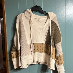 NWOT. POL cropped baggy color blocked sweater